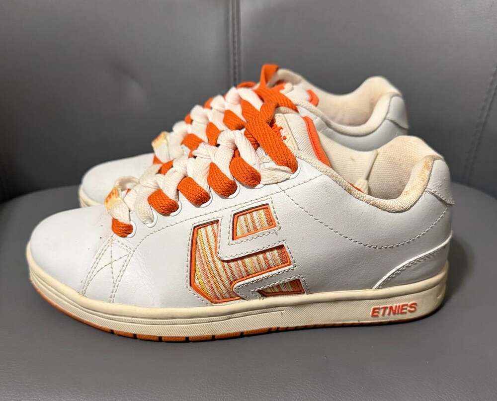 Vintage Y2K Chunky Etnies Patsy W’s Size 8.5 White Orange Skate Shoes Retro